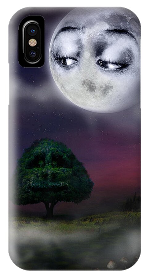 Moon iPhone X Case featuring the digital art The Moon and the Tree by Alessandro Della Pietra