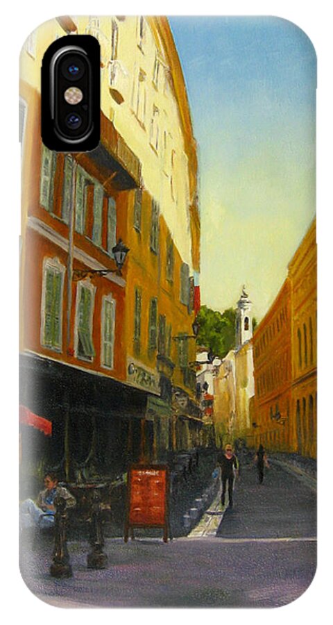 Nice iPhone X Case featuring the painting The Morning's Shopping in Vieux Nice by Connie Schaertl