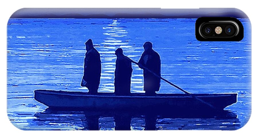 Fishing iPhone X Case featuring the painting The Night Fishermen by SophiaArt Gallery