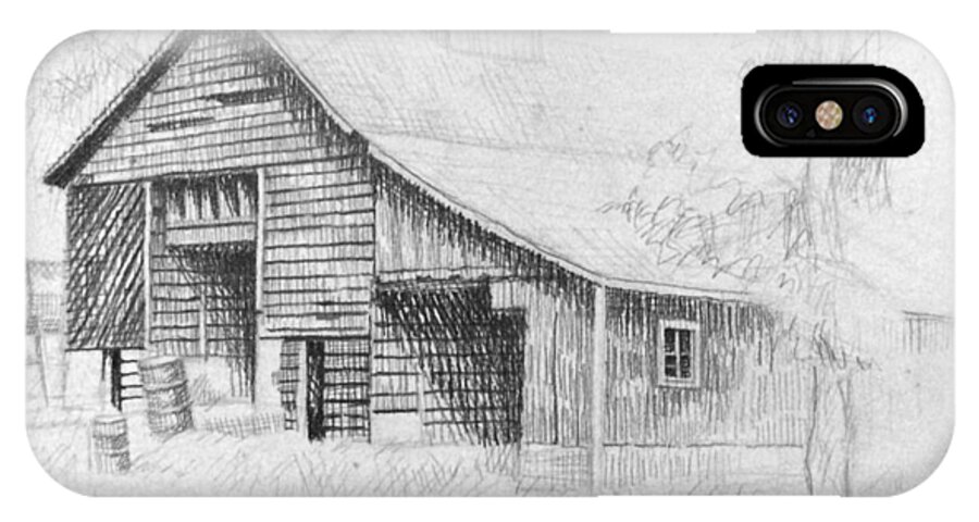 Art iPhone X Case featuring the drawing The Old Barn by Bern Miller