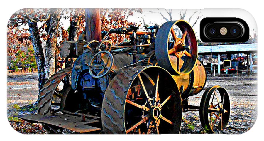 Steam Tractor iPhone X Case featuring the digital art The Old Steam Tractor by K Scott Teeters