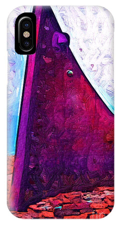 Abstract iPhone X Case featuring the digital art The Purple Pink Wedge by Kirt Tisdale