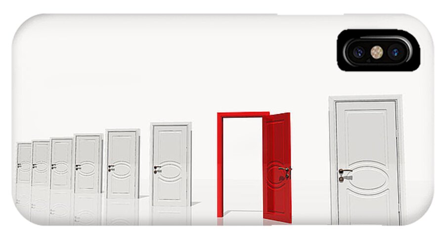 Surreal iPhone X Case featuring the digital art The red door by Bruce Rolff