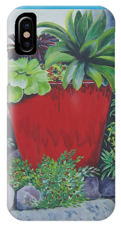 Red Pot iPhone X Case featuring the painting The Red Pot by Suzanne Theis