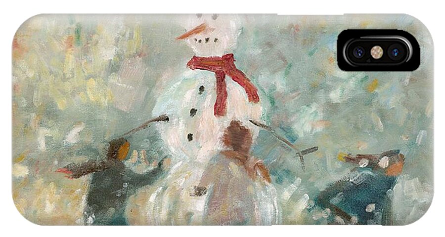Snowman iPhone X Case featuring the painting The Snowman by David Dossett