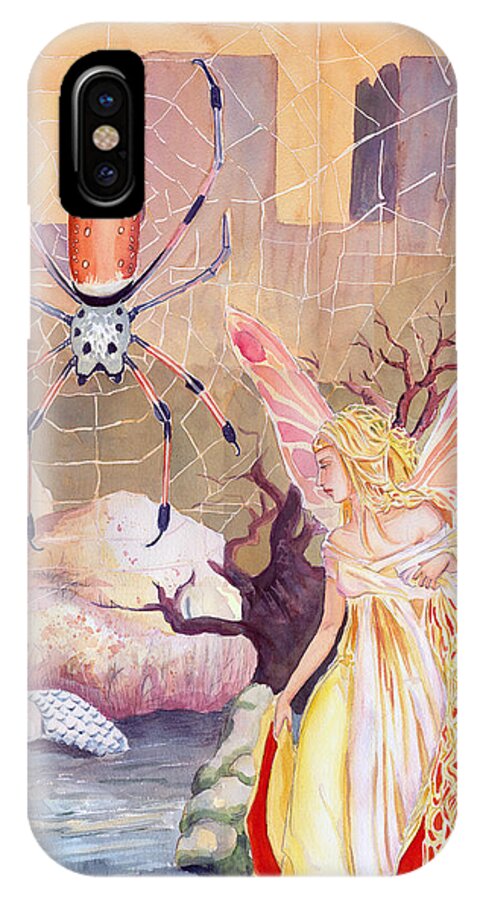 Silk Spider iPhone X Case featuring the painting The Spider by Katherine Miller