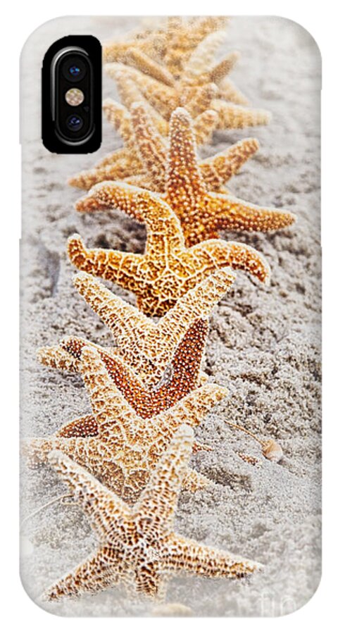 Starfish iPhone X Case featuring the photograph The Starfish Line Dance by Debra Fedchin