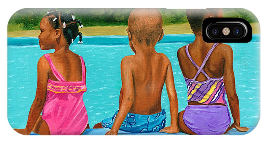 African American iPhone X Case featuring the painting The Swim Lesson by Jill Ciccone Pike