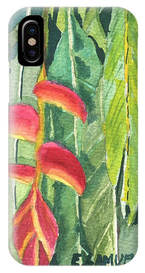 Halikonia iPhone X Case featuring the painting The Upside Down Flower by Eric Samuelson