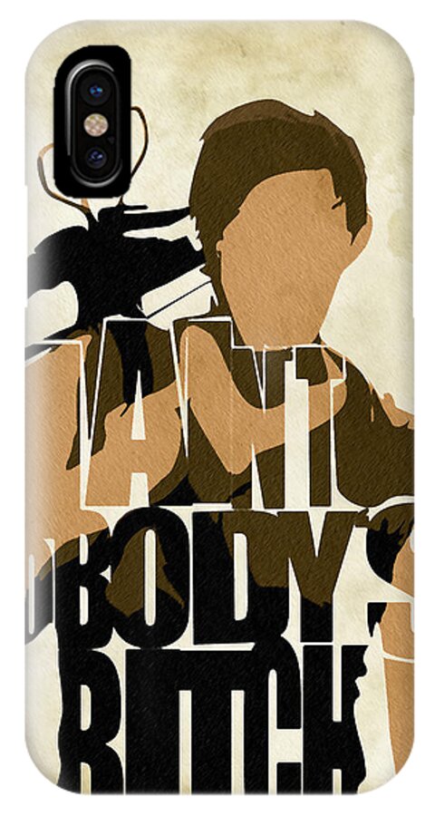 Daryl Dixon iPhone X Case featuring the painting The Walking Dead Inspired Daryl Dixon Typographic Artwork by Inspirowl Design