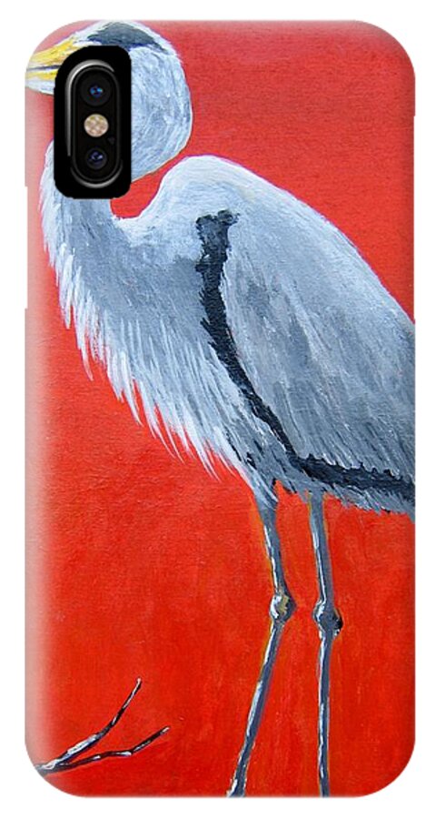 Egret iPhone X Case featuring the painting The Watcher by Suzanne Theis