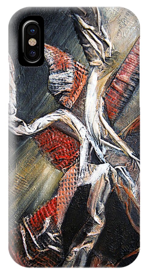 Theatrical iPhone X Case featuring the painting Theatrics by Roberta Rotunda