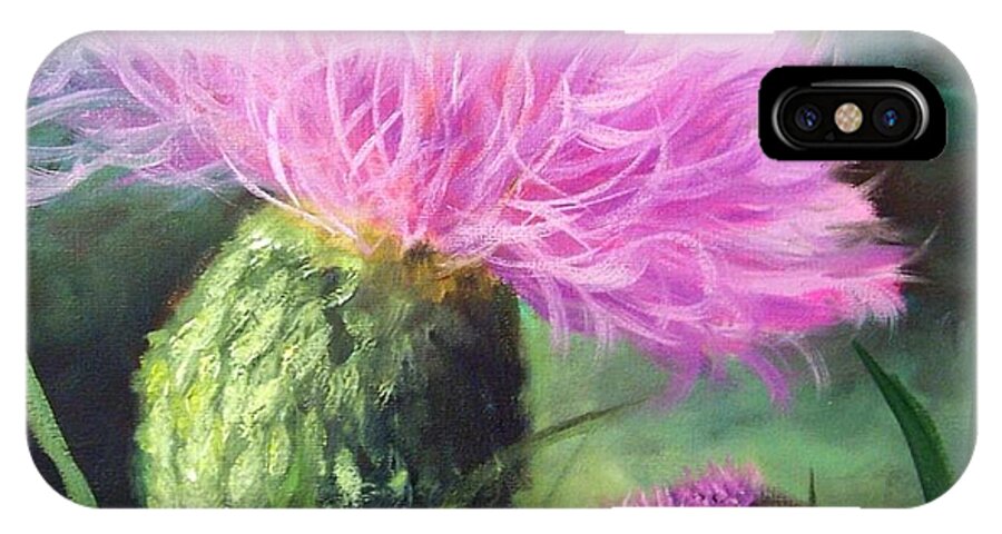 Thistle iPhone X Case featuring the painting Thistle by Cheri Wollenberg