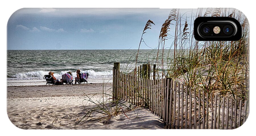 Beach Scene iPhone X Case featuring the photograph Three Friends Meet At Shell Island by Phil Mancuso