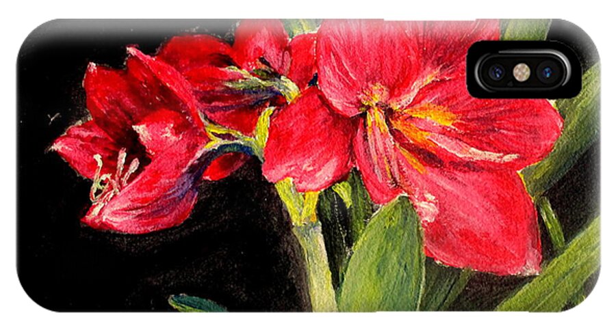 Flower iPhone X Case featuring the painting Three Stalks Of Lilies Blooming by Jason Sentuf