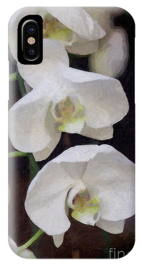 White Orchids iPhone X Case featuring the photograph Three White Orchids by Linda Matlow