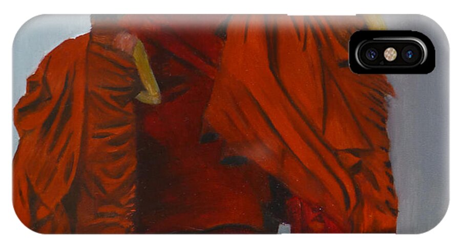 Three iPhone X Case featuring the painting Three Young Monks by Claudia Goodell