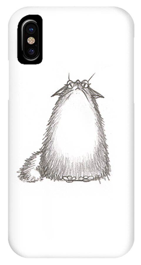 Cats iPhone X Case featuring the drawing Tibby Good Mood by Deborah Runham