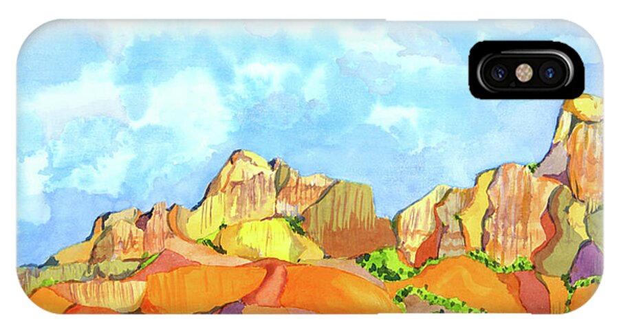 Land Of Dreams iPhone X Case featuring the painting Tierra De Suenos by Susan Cafarelli