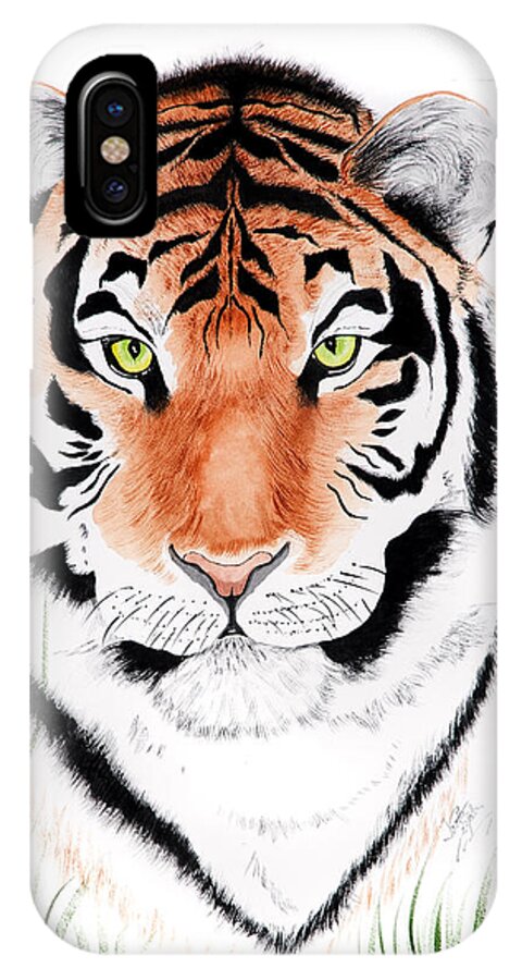 Tiger iPhone X Case featuring the painting Tiger Tiger Where by Joette Snyder