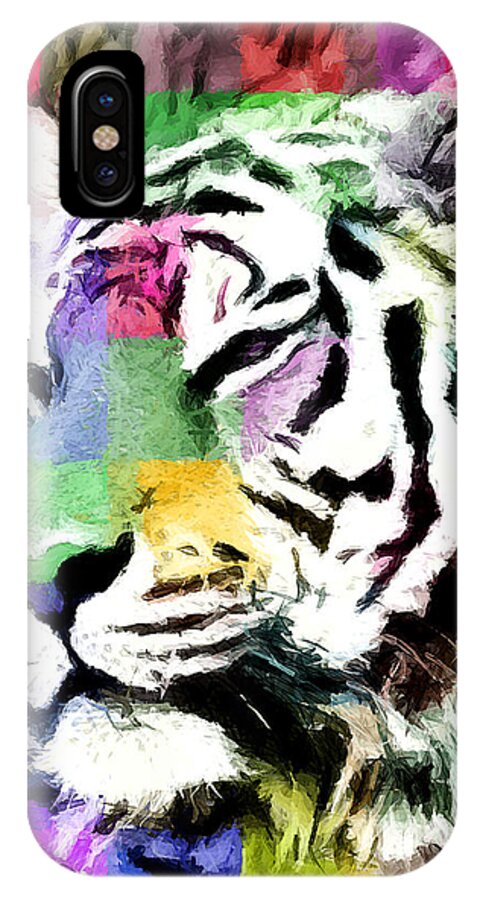 Tiger iPhone X Case featuring the painting Tiger - Tigre by Ze Di