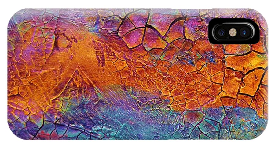 Textured Abstract Painting On Gallery Wrapped Canvas.one Of Two In The Set.would Like To Sell As A Set. iPhone X Case featuring the painting Timeline 1 by Alan Casadei