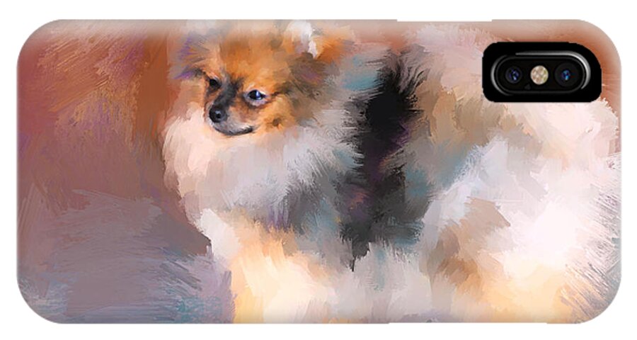 Animal iPhone X Case featuring the painting Tiny Pomeranian by Jai Johnson