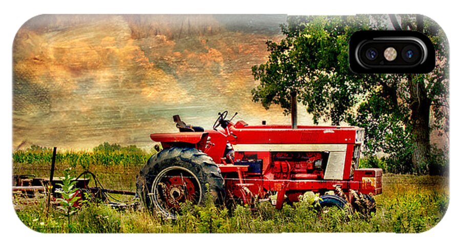 Landscape iPhone X Case featuring the photograph Tractor in field by Virginia Folkman
