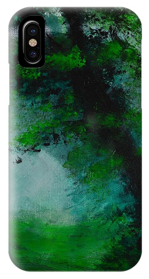 Tree iPhone X Case featuring the painting Tree and Mist by P Dwain Morris