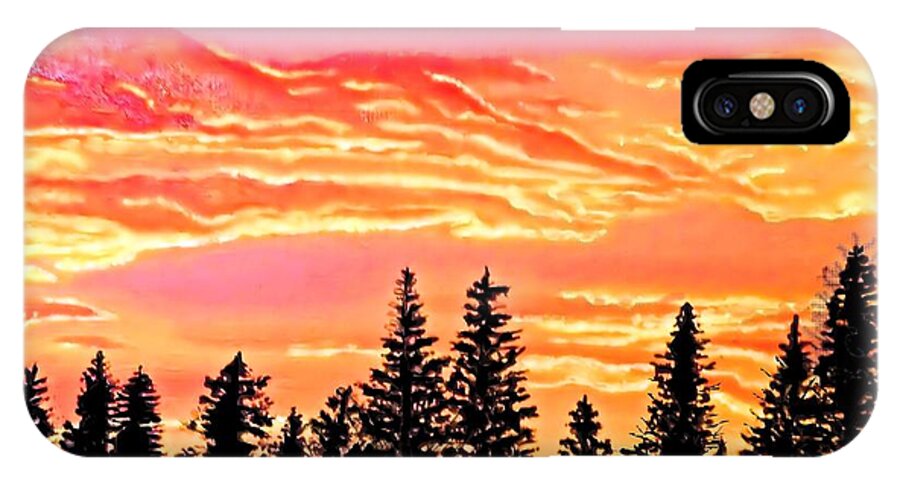 Trees iPhone X Case featuring the painting Tree Sunset by Victoria Rhodehouse