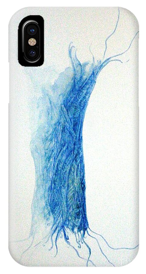 Tree iPhone X Case featuring the painting Tree Weaving in Blue by Laura Hamill