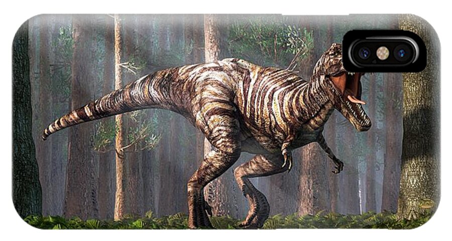 Tyrannosaurus iPhone X Case featuring the digital art TRex in the Forest by Daniel Eskridge