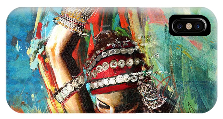 Belly Dance Art iPhone X Case featuring the painting Tribal Dancer 1 by Mahnoor Shah