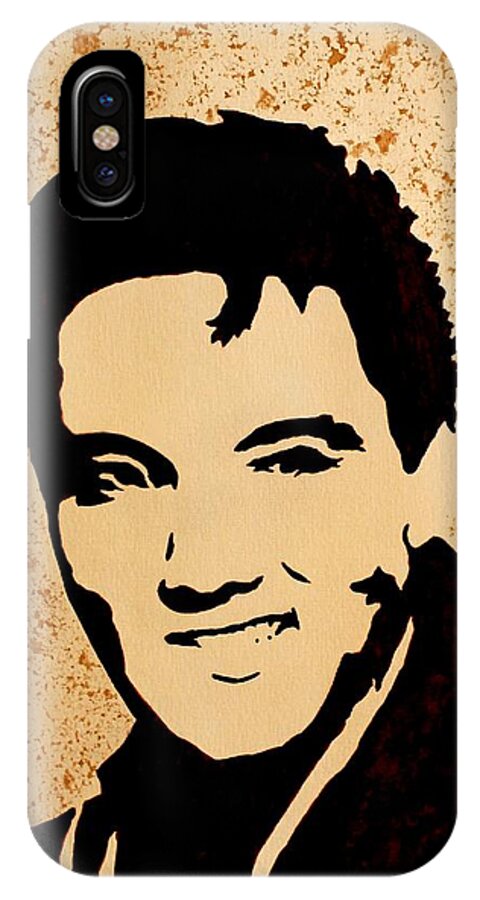 Elvis Presley Fine Coffee Art iPhone X Case featuring the painting Tribute to Elvis Presley by Georgeta Blanaru