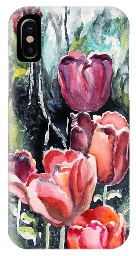 Flowers iPhone X Case featuring the painting Tulips by Richard Jules