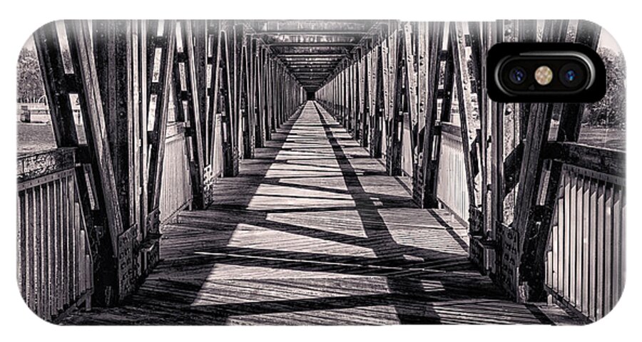 Tulsa iPhone X Case featuring the photograph Tulsa Pedestrian Bridge in Black and White by Tamyra Ayles