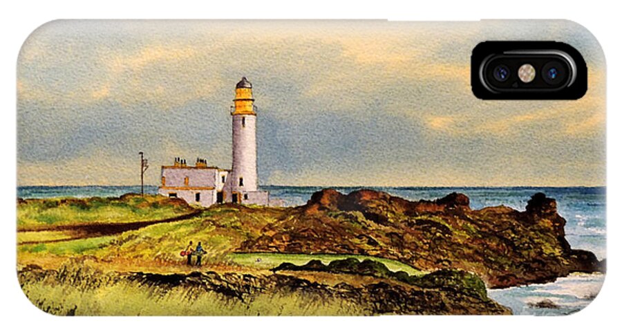 Golf iPhone X Case featuring the painting Turnberry Golf Course 9Th Tee by Bill Holkham