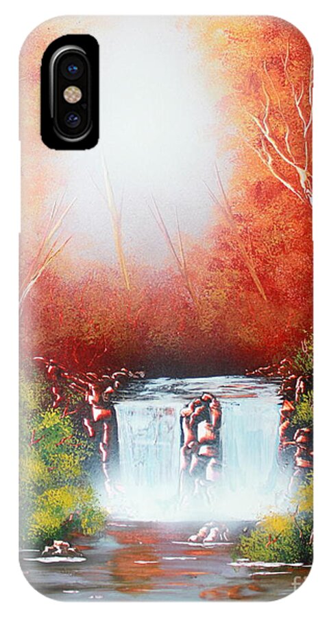 Sundown iPhone X Case featuring the painting Twin Falls by Greg Moores