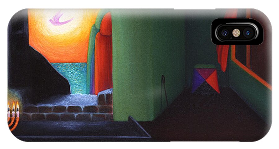 Two Worlds iPhone X Case featuring the painting Two Worlds by Judith Chantler
