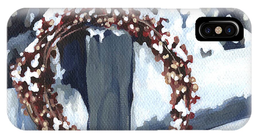 Wreath iPhone X Case featuring the painting Under Snow by Natasha Denger
