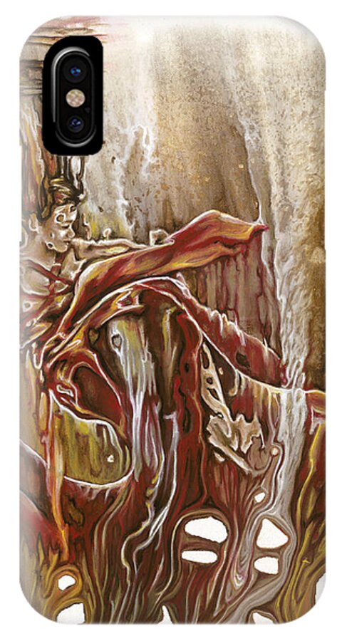 Red iPhone X Case featuring the painting Undertake by Karina Llergo