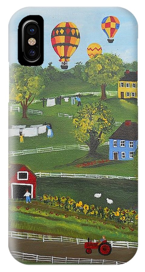 Landscape iPhone X Case featuring the painting Up Up and Away by Virginia Coyle