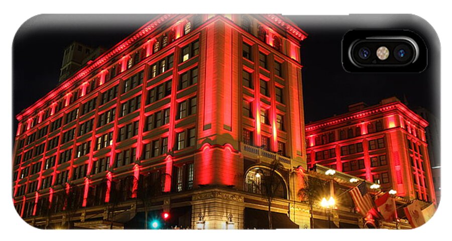 Hotel iPhone X Case featuring the photograph US Grant Hotel in red by Nathan Rupert