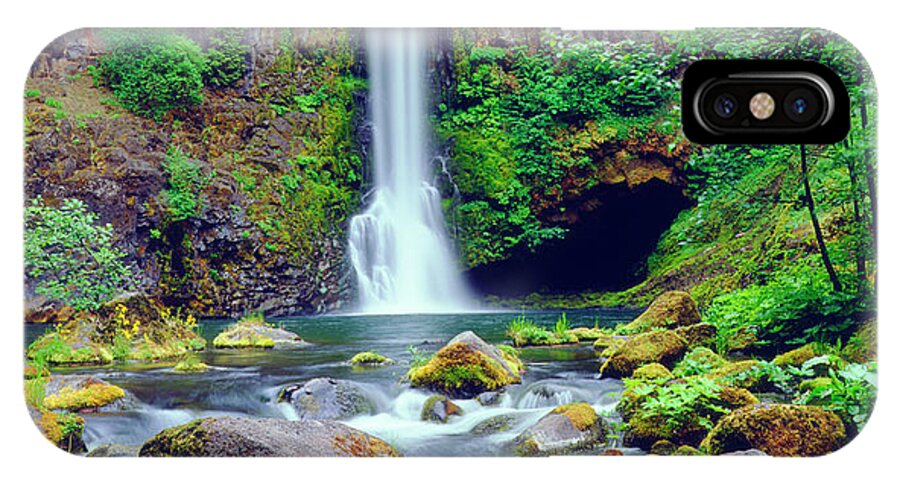 America iPhone X Case featuring the photograph USA, Oregon, Toketee Waterfall by Jaynes Gallery