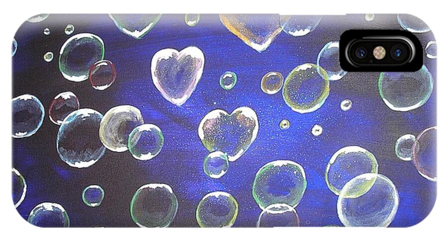 Sweethearts iPhone X Case featuring the painting Valentine bubbles by Karen Jane Jones