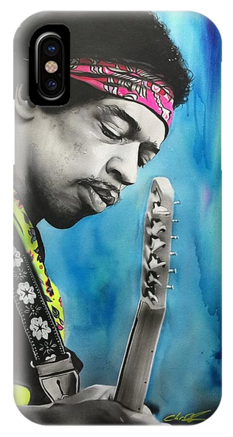 Jimi Hendrix iPhone X Case featuring the painting Valleys of Saturn by Christian Chapman Art