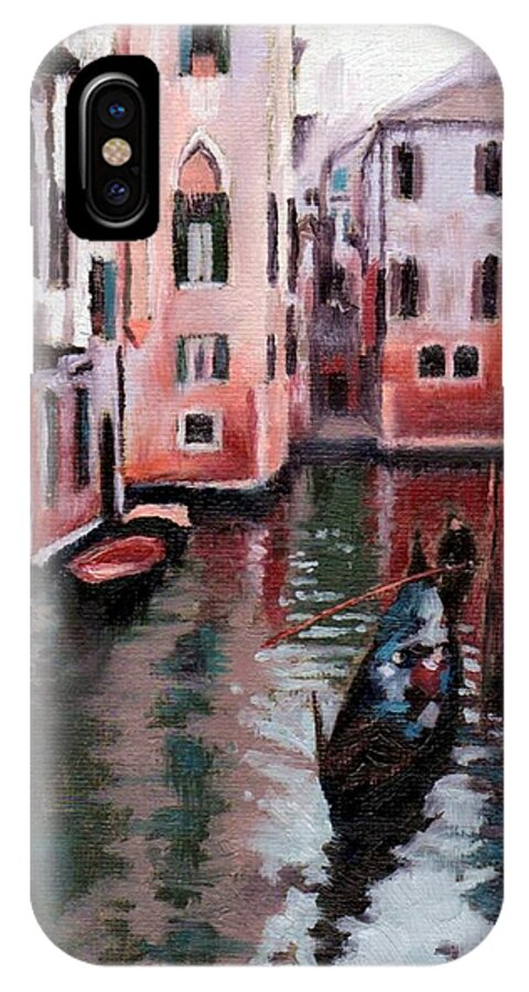 Cities iPhone X Case featuring the painting Venice Gondola Ride by Janet King