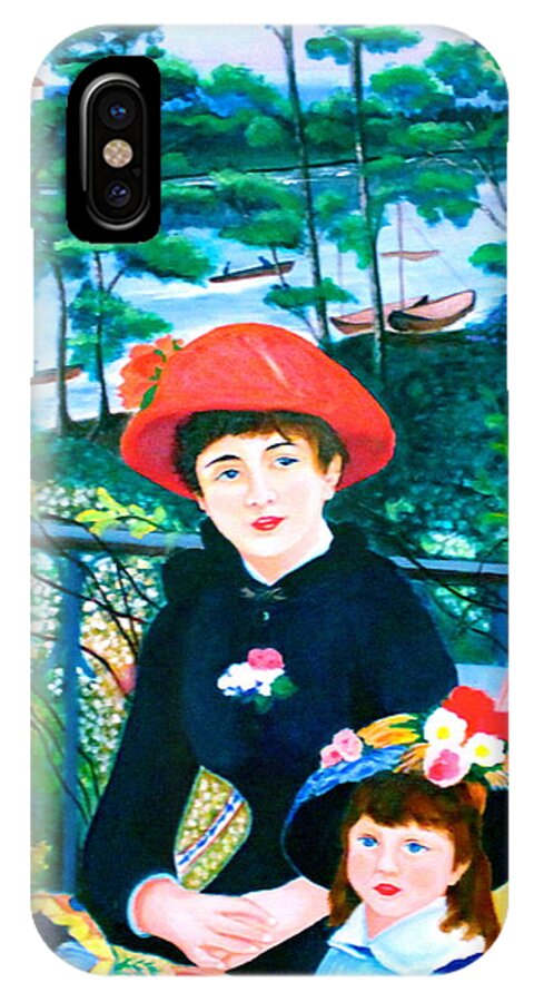 All Products iPhone X Case featuring the painting Version of Renoir's Two Sisters on the Terrace by Lorna Maza