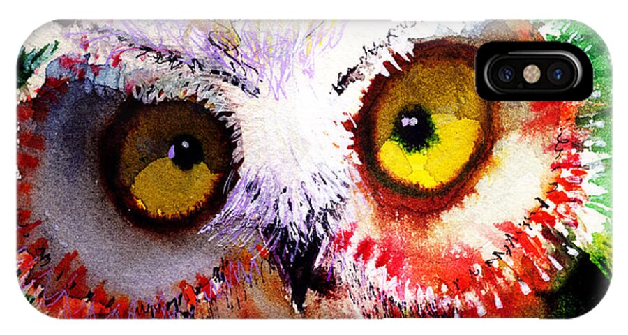  Owl iPhone X Case featuring the painting Vexed by Laurel Bahe