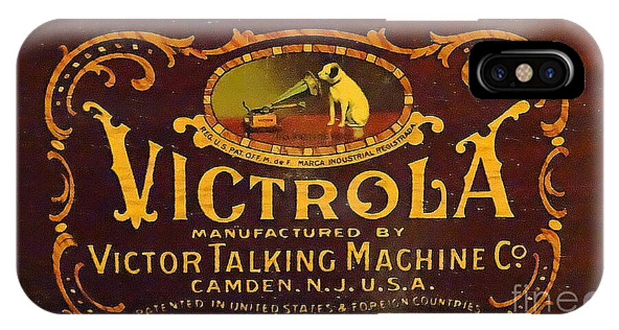 Talking Machine iPhone X Case featuring the photograph Victor Victrola Label by J L Zarek